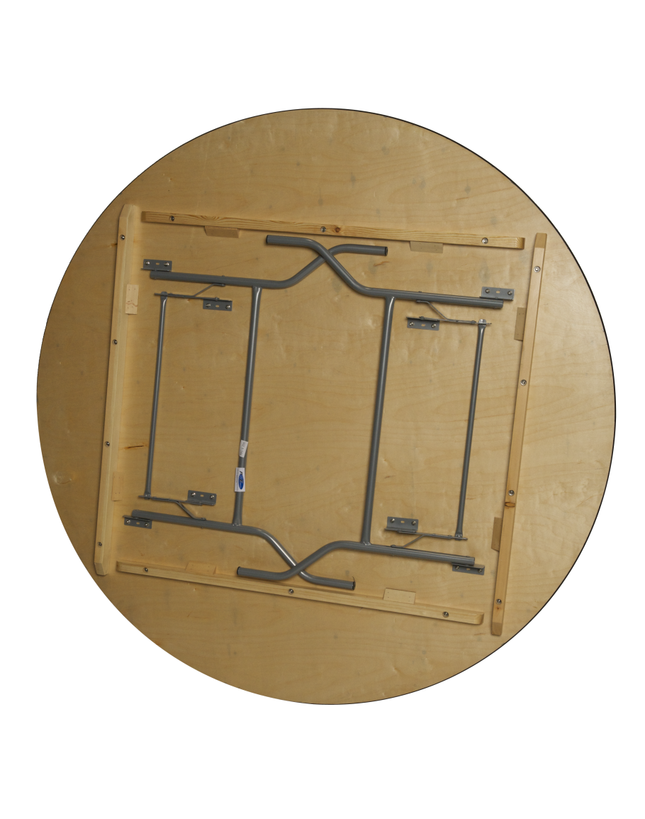 72 Inch Round Wood Folding Table, Vinyl Edging